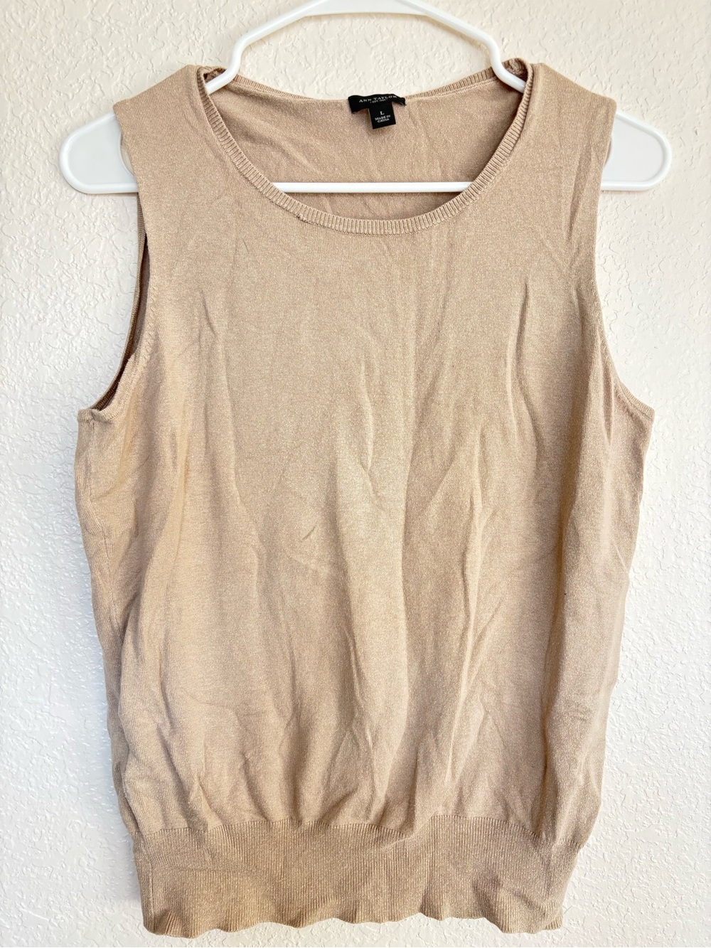 Ann Taylor Sleeveless Knit Tank in Taupe Beige